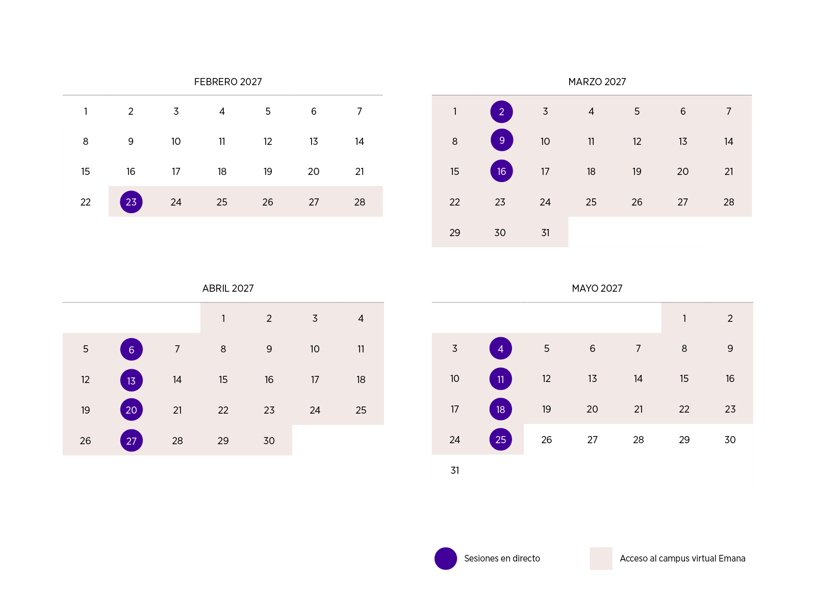 Calendario CSE FEB-MAY 2027